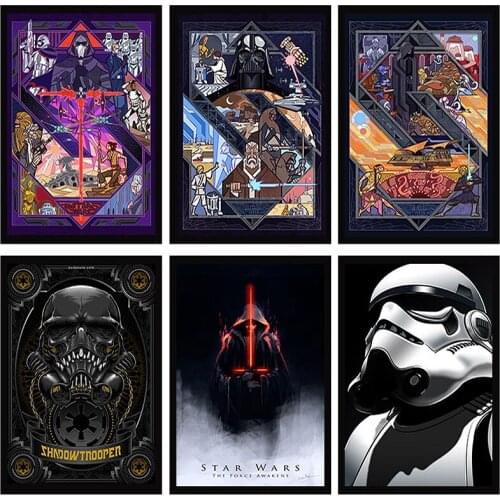 Disney Movie Canvas Art Paintings Star Wars The Force Awakens Cartoon Movie Poster and Print Wall Art Picture Home Decoration