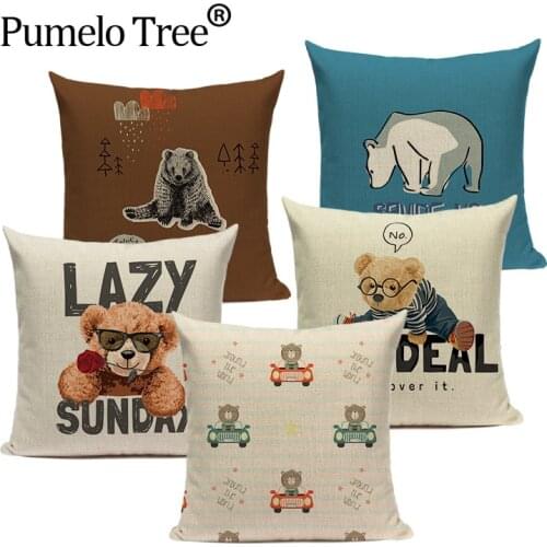 Nordic Cute Animal Cushion Cover Cartoon Animal Bear Pillow Case 45-45cm for Chair Sofa Home Decor Throw Pillow Cover Cojines