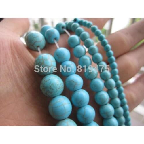 4 6 8 10 12mm Synthetic Stone Beads Round Bracelet Blue Synthetic Stone Beads for jewelry making