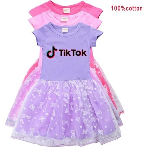 Girls Summer Clothes Baby Girl Princess TIK TOK Dress Children Clothing Cartoon Dress Birthday Casual Tutu Lace Dresses