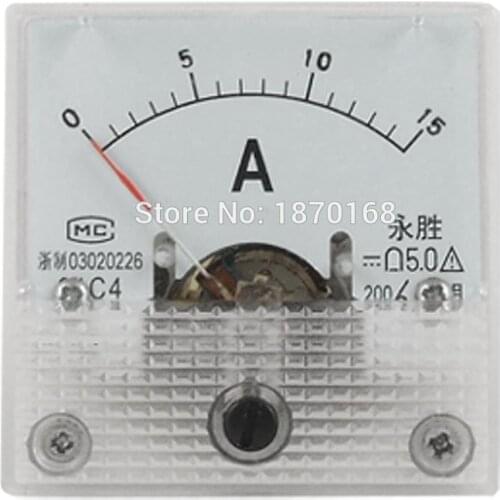 91C4 Square DC Current 0-15A Analog Meter Gauge Ammeter