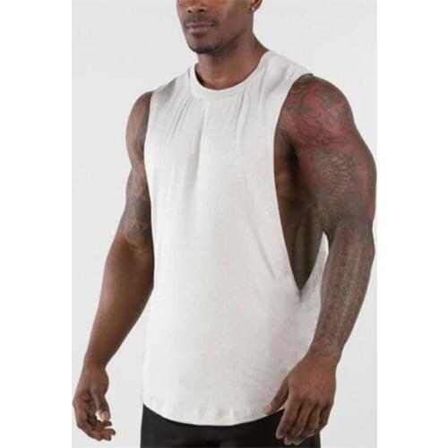 Fitness Men Tank Tops bodybuilding gym clothing Blank solid O-Neck cotton tank top Men Training Sleeveless tops