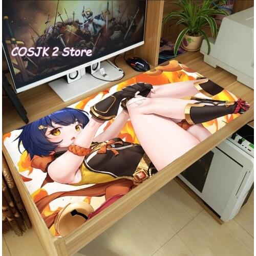 Cute NEW Game Genshin Impact Xiangling Large Mouse Pad Thicken Laptop PC Gaming Mice Mat Desk Keyboard Mat Anti-Slip Playmat