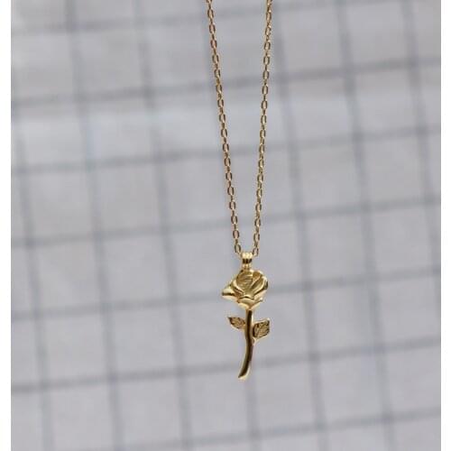 Minimalist 925 Sterling Silver Rose Flower Necklaces For Women Gold choker collares Necklace Birthday Gift