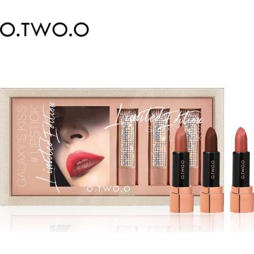 Matte Lipstick Set 3 Colors Nude Moisturizer Smooth Lipstick Long Lasting Waterproof Lipstick Makeup Gift Set lipstick matte