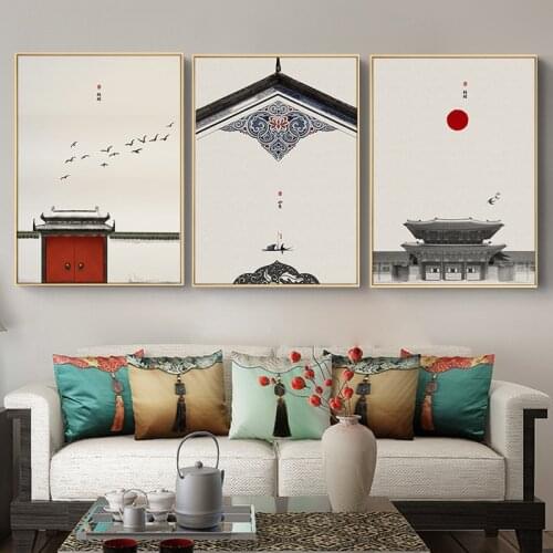 Chinese Traditional Zen Style Wall Art Canvas Painting Home Posters and Prints Picture Decoration for Living Room Home Decor