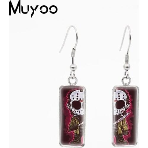 2021 New Classical Horror Movies Characters Bad Mens Rectangle Fish Hook Earrings Handcraft Jewelry Dangles