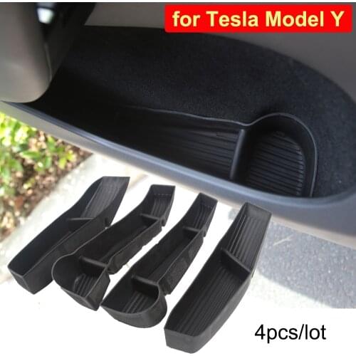 For Tesla Model Y 2021 Auto Door Side Storage Barrel Box Handle Armrest Tray Organizer Container Hidden Holder Car Accessories