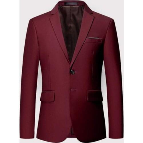New Mens Business Solid Color Two-button Suit Jacket Korean Style Slim Suit Jacket Mens Multi-color Optional Blazer