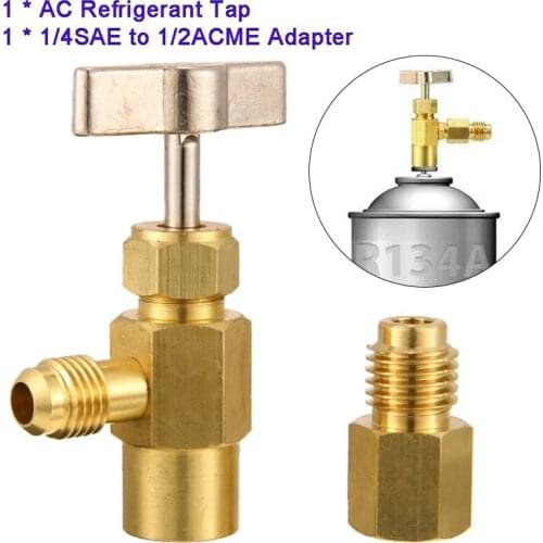 New Durable R134a Refrigerant Can Bottle Tap Distributor Tool Opener Connection Adapter 1/4 SAE M16 Valve