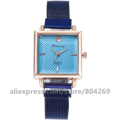 Wholesle Square Dial Ladies Watch Fashion Watches Wimen Girl Gift Clock Dress Quartz Rose Case Big Magnetic WristWatch