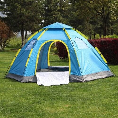 Single-Layer Tent for 6-8 People, Outdoor Camping Outing, Free Construction, Quick-Opening, Waterproof, Windshield and Sunshade