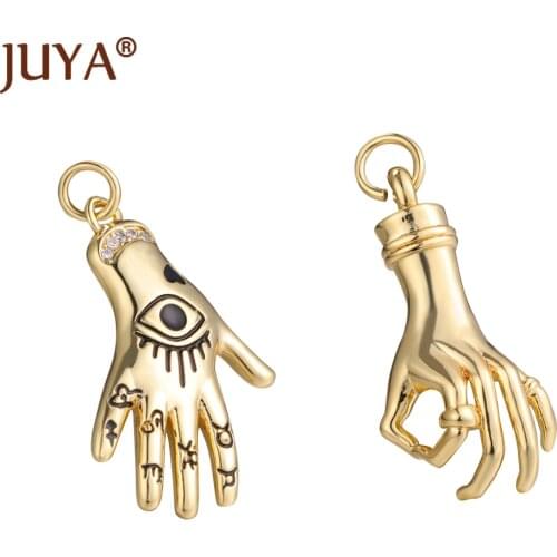 Punk Evil Eyes Hamsa Charms Pendants Copper Hands Jewelry Accessories For Women DIY Necklace Bracelets Components