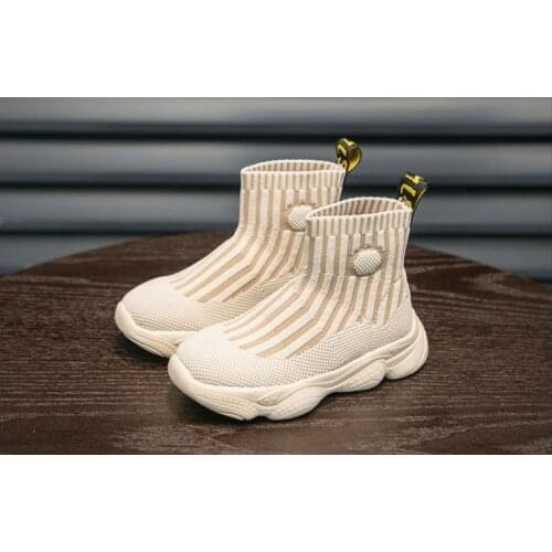 Girls casual routine Sports sneakers children lightweight shockproof Elastic Knitted upper breathable walking running shoes