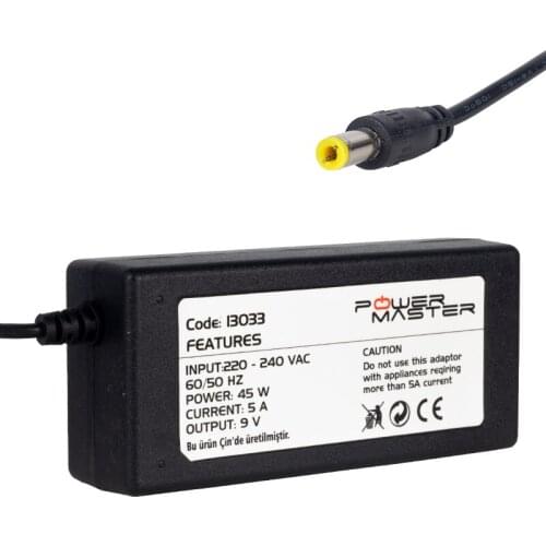 POWERMASTER PM-13033 9 VOLT - 5 AMPS POS MACHINE SOCKET TYPE ADAPTER 2.5 END