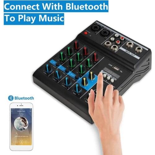 Professional Audio Mixer 4 Channels DJ Sound Mixing Console For Computer Audio Interface 48V Phantom Power Audio Mixing Board