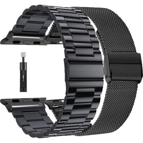 2pcs watchbands for apple watch se band 44mm 40mm series 6 5 4 for iwatch strap 3 42mm 38mm mesh loop Stainless Steel correa