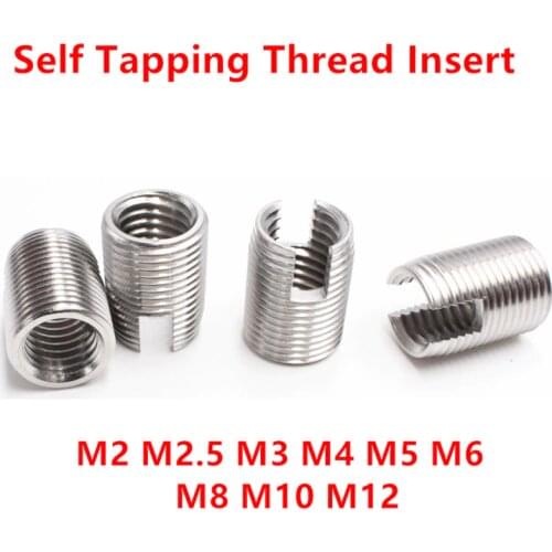 M2 M2.5 M3 M4 M5 M6 M8 M10 M12 Self Tapping Thread Insert, Stainless steel 302 Slotted Wire Thread Repair Insert, Screw Bushing