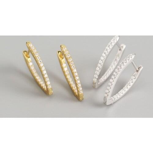 YPAY 100% Genuine 925 Sterling Silver Hoop Earrings for Women Europe INS Geometric Circle Earring Fine Party Jewelry Gift YME765