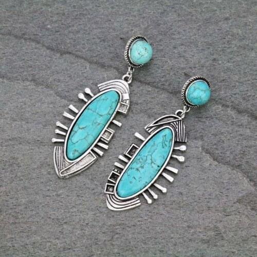 Cross-border Fish-shaped European and American Style Bohemian Style Earrings Turquoise Trendy Female Earrings Wholesale