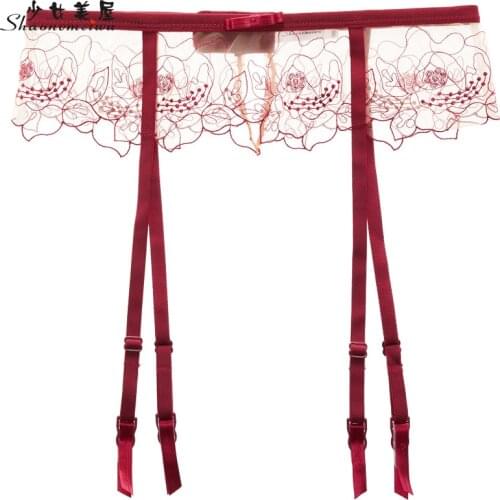 Shaonvmeiwu Sexy see-through embroidered garter belt see-through lace garter socks appeal to ladies