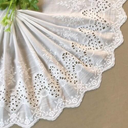Super WidelyNatural white Exquisite Cotton100% Cloth Embroidery Hollow Lace Trim DIY Accessories Lace Fabric Width 38cm 3Yds/lot