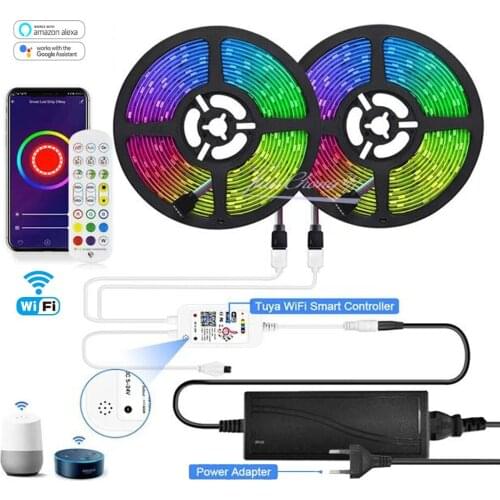 5050 30LED/M LED Strip Lights Smart WiFi controller DC12V Work with Alexa Google-compatible Voice Remote Control