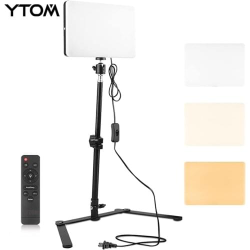 YTOM Camera Photo LED Light Panel Streaming Studio Lights With Long Arm Holder Tripod Stand Remote Control For Live Stream Video