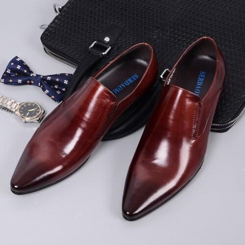 Tuziblobo Shoes Men Cow Leather 2019 Dress Leather Shoes Shallow Mouth Cusp Head Casual Ventilation Men Leather Shoes
