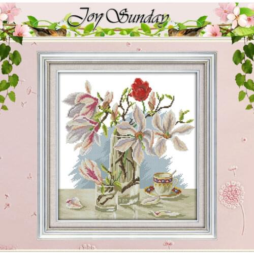 Magnolia Flower (4) Patterns Counted Cross Stitch 11CT 14CT Cross Stitch Set Wholesale Cross-stitch Kit Embroidery Needlework