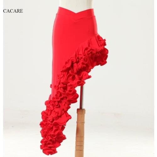 Latin Dance Skirt Latin Dance Costume Fringe Salsa Tango Dance 4 Colors D0105 Irregular Ruffled Hem