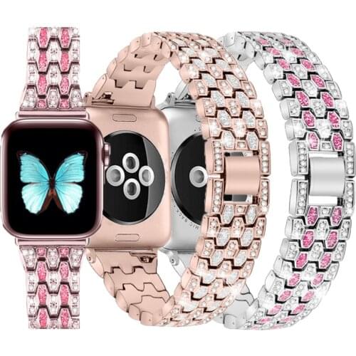 Women Diamond band for apple watch strap 38mm 42mm iwatch band 44mm 42mm stainless strap for apple watch 6 strap serice 5 4 3 2