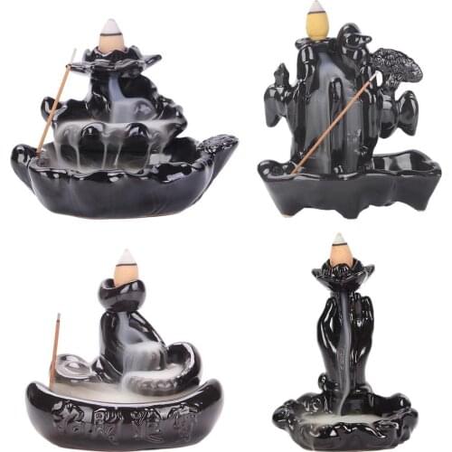 1Pc Backflow Incense Burner Waterfall Ceramic Smoke Censer Temple Shrine Room Fragrance Handicraft Home Decor Dropshipping