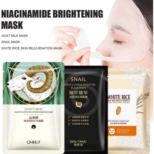 1pcs White Rice Essence Mask Rejuvenation Moisturizing Cleansing Hydratant Oil-control Whitening Anti-Aging Acne Treatmen