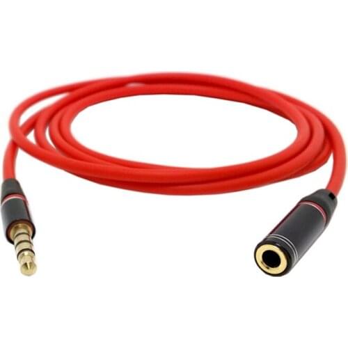 10pcs/lot Audio 3.5mm Male to Female extension cable Red color 1m 4 Poles
