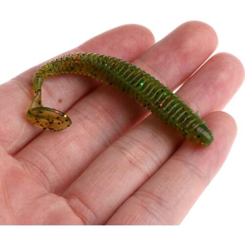 10pcs/set Fishing Lures Worm Soft Silicone T Tail Swimming Bass Bait 8.5cm 2.4g