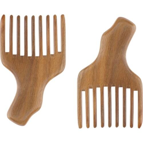 2pcs Wide Long Teeth Natural Wooden Lifting Comb Afro Braid Wig Detangling Beard Grooming Styling Pick Comb