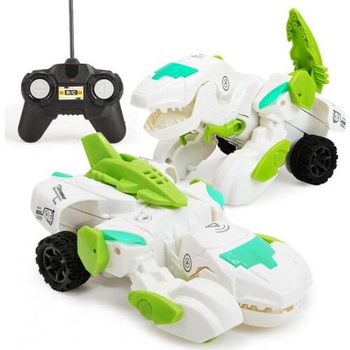 2 In 1 Children Remote Control Dinosaur Toy One-Key Transformation Dinosaur Realistic Sound LED Dinosaur Toy Car Gift Boys Girls