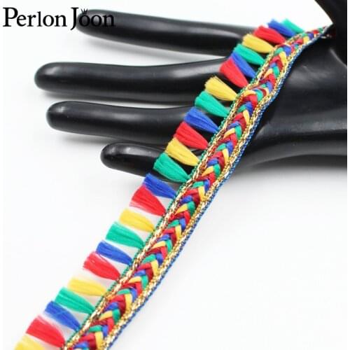 2 yards 25mm tassel hollow bohemian style ethnic woven lace clothing shoe home webbing decoration lace skirt robe trim ZD0328