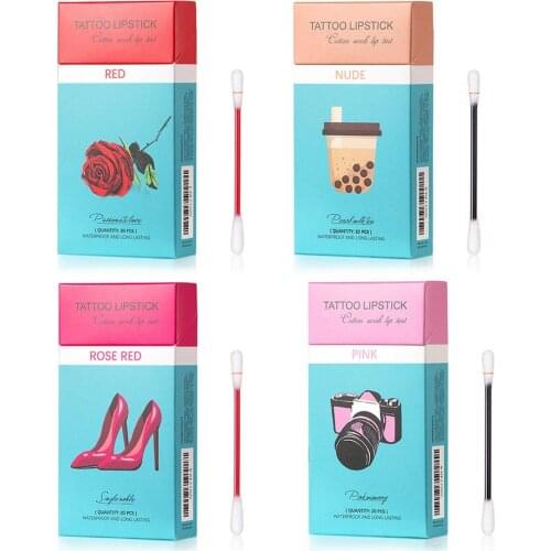 20Pcs Set Cotton Swab Lipsticks For Outdoor Portable Lipsticks Cosmetics Waterproof Case Long Lasting Lip Make Up