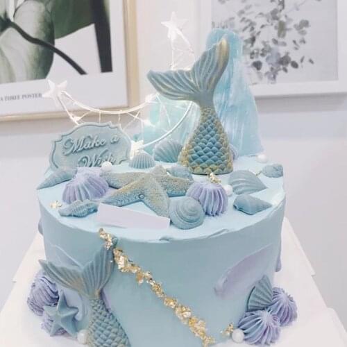 3PCS Mermaid Tail Ocean Series Silicone Fondant Cake Mold DIY Birthday Cake Decoration Chocolate Candy Making Tools Cake Crafts