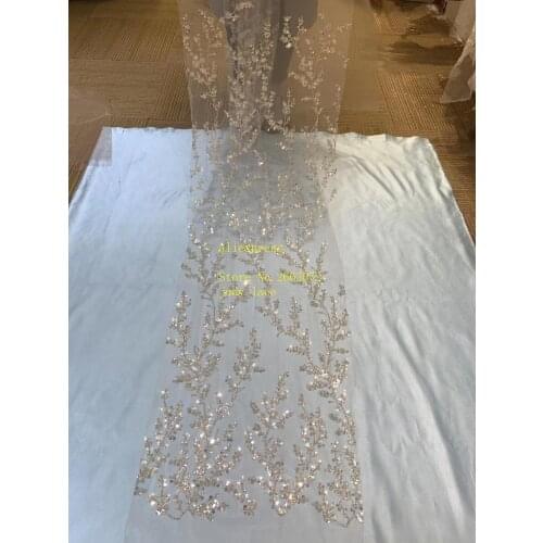 5yards/bag Warm color embroidery beads sequins high-end fashion European and American style fabrics for wedding dress design