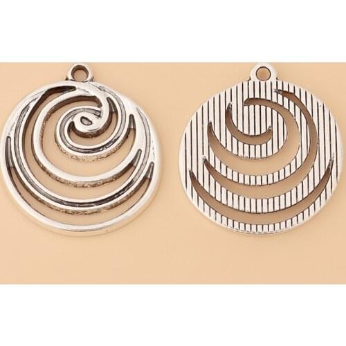 50pcs/Lot Hollow Swirl Vortex Spiral Tibetan Silver Charms Pendants for DIY Necklace Earring Bracelet Jewelry Making Accessories