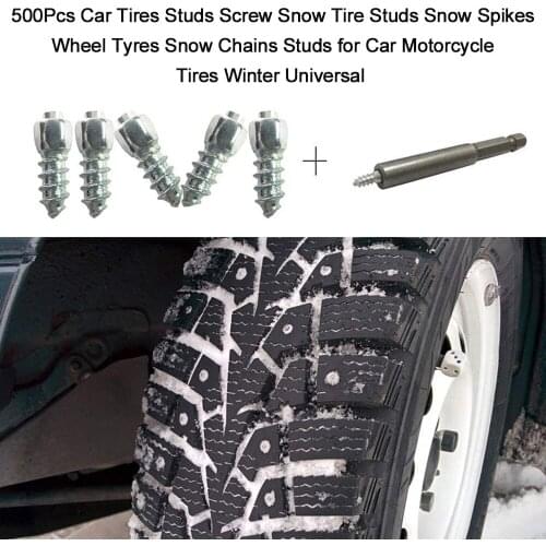 500Pcs Car Tires Studs Screw Snow Tire Studs Spikes Wheel Tyres Snow Chains Studs for Car Motorcycle Tires Winter Universal