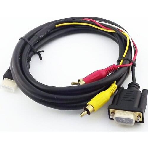1pcs 5Ft Gold HDMI to VGA 3 RCA Converter Adapter Cable 1080p For HDTV PS4 XBOX 360
