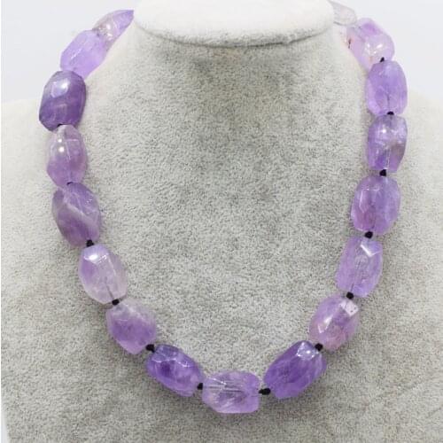 Amethyst baroque faceted 15*20MM AA necklace 17inch FPPJ wholesale beads nature purple