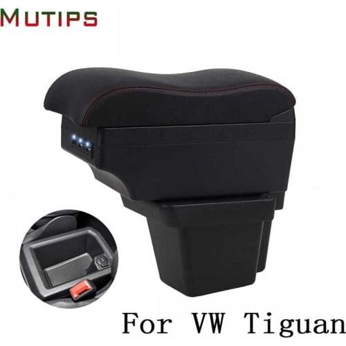 Mutips For VW Tiguan Allspace car armrest USB arm rest styling center console interior protect accessories decoration 2017 2018