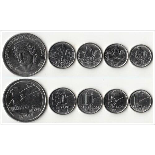 Brazil 1 Set 5 Pieces America Coins New Original Coin Unc Commemorative Edition 100% Real