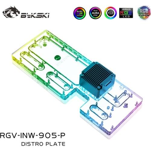 Bykski RGV-INW-905-P, RGB Distro Plate For IN WIN 905 Case,MOD PC Liquid Cooler Loop Kit Waterway Board Reservoir 5V/12V