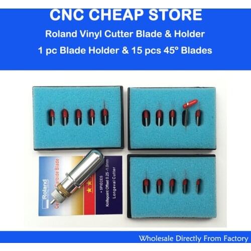 1pc Roland Blade Holder + 15pcs 45 Degree Blades for Roland GCC LiYu HX YH RJ HF Blade Vinyl Cutter Cutting Plotter Knife
